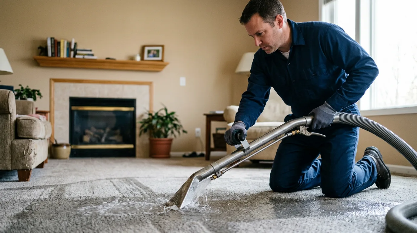 Water damage restoration technician working near Greensboro Bend, VT